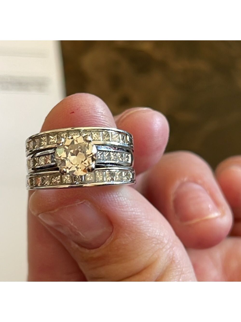 HOST PICKED Diamond Engagement Ring Set 18k White Gold With A Platinum Head Size